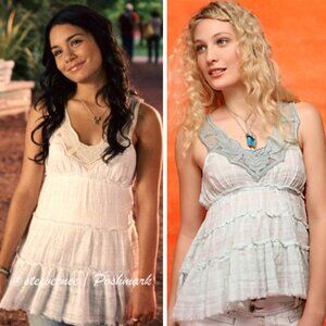 Free People Plaid Sparkle Gauze Tunic in Sky ALT ASO Gabriella Montez